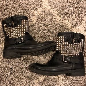 Ash black moto boots